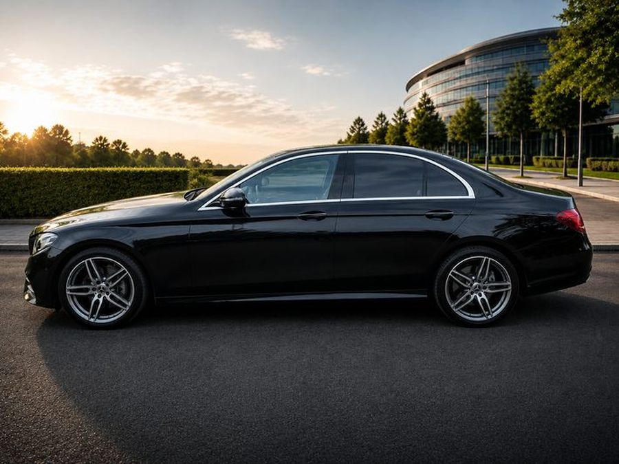 Black Mercedes executive saloon